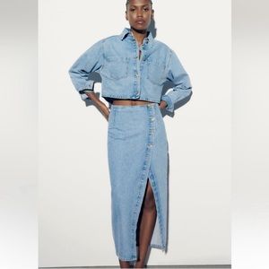 Zara Light Blue Denim Skirt